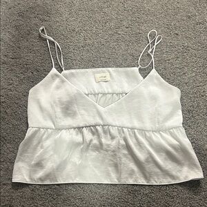 Aritzia’s Wilfred Satin White Camisole with Spaghetti Straps